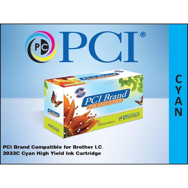 Pci Compatible Brother LC3033C Cyan Ink 15K Yield for MFCJ805, MFCJ815, MFCJ815DW XL, MFCJ995 LC3033C-PCI - main